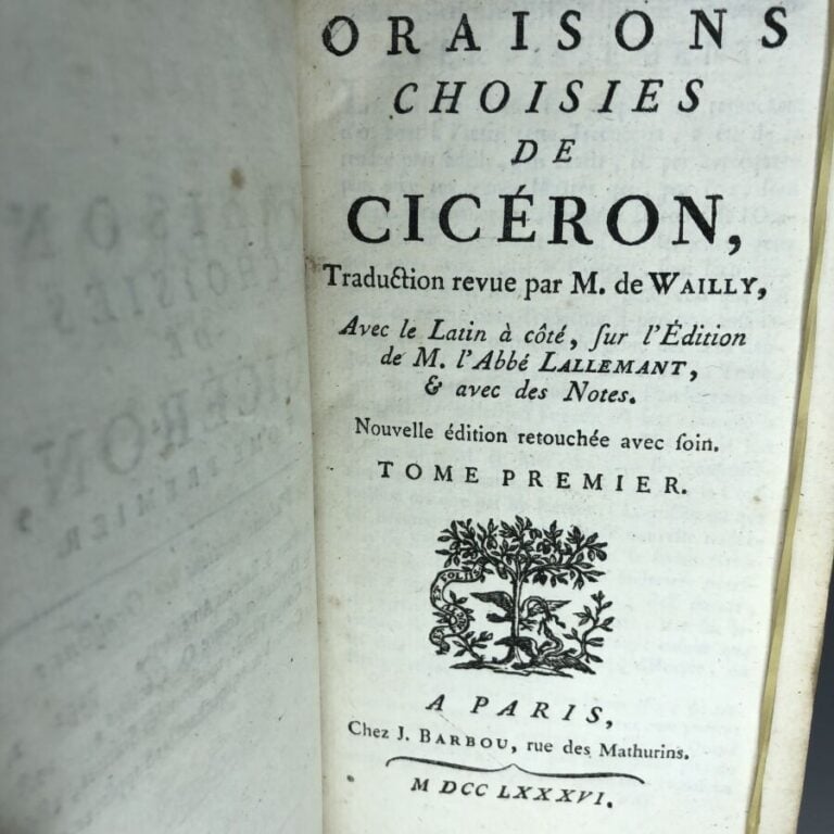 LALLEMANT (M. l'abbé). - Oraisons choisies de Cicéron. Édité à Paris chez J. Ba…