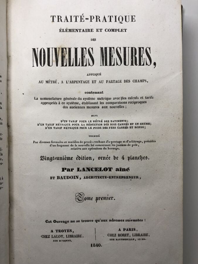 LANCELOT (Ainé). - Traité pratique élémentaire et complet des nouvelles mesures…