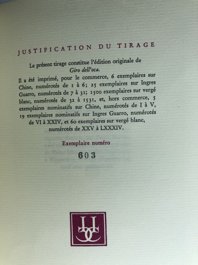 LARBAUD (Valery). - Giro Dell'oca. Édité à Paris chez Ides et Calendes en 1929.…