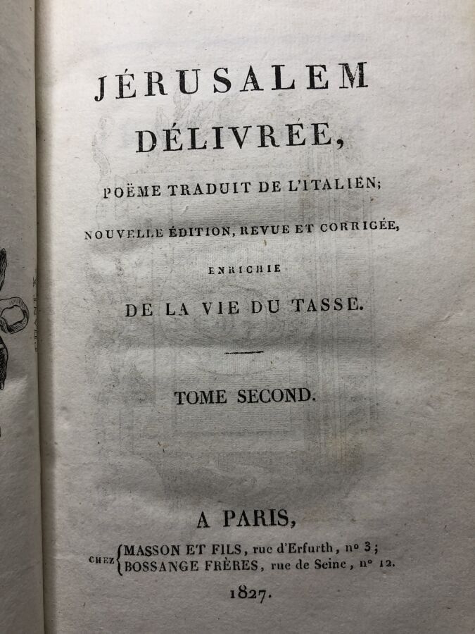 LE TASSE (Torquato Tasso). - Jérusalem délivrée, poëme traduit de l'Italien. Éd…