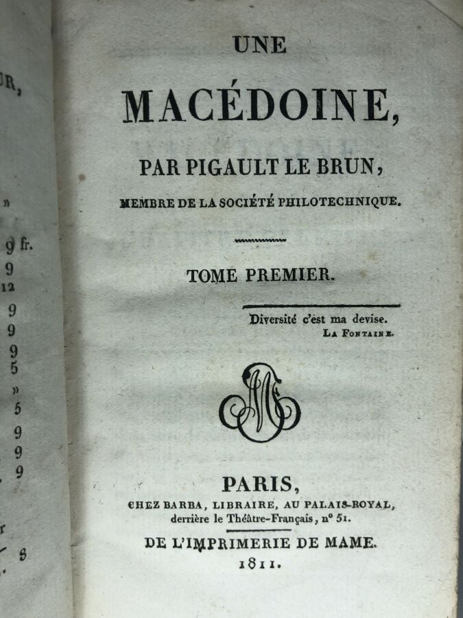 Lebrun (Pigault). - Une macédoine. 2 volumes, 4 tomes. Édité à Paris chez Barba…