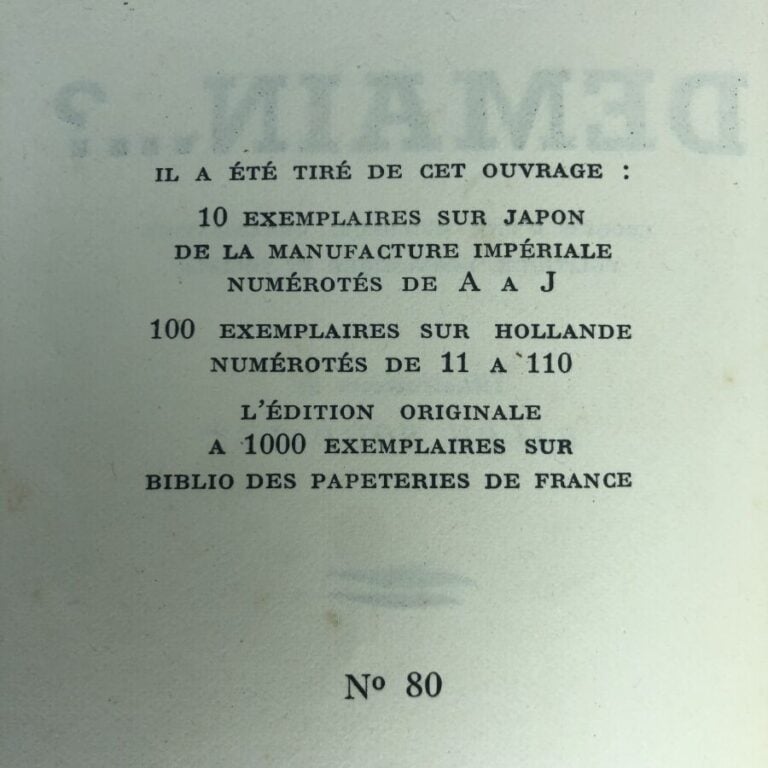 LEFEBVRE (Maurice). - Demain ?. Édité à Paris chez Médicis en 1936. De format i…