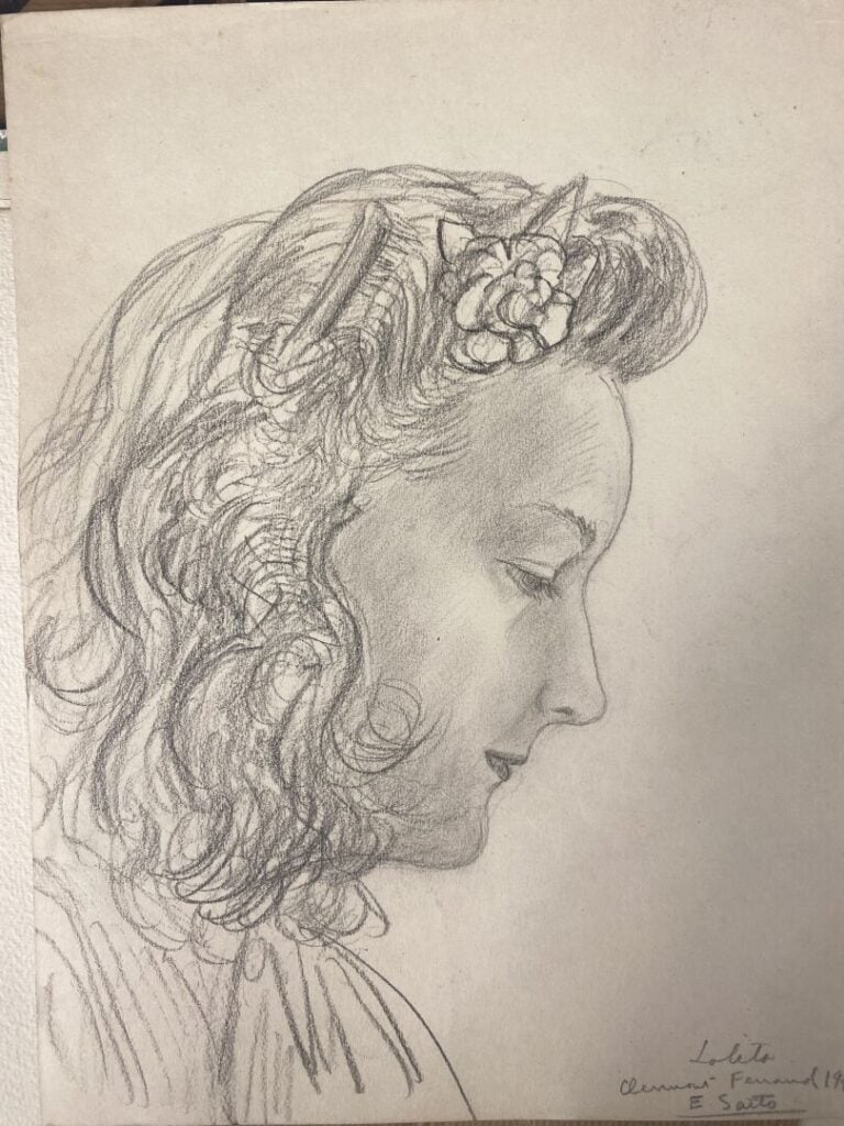 Lot de dessins, aquarelles et crayons sur papier représentants des études et po…