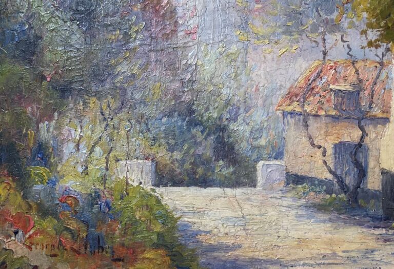 Louis Émile, Georges PLUBEL (1867-?) - Entrée du château - Huile sur panneau -…