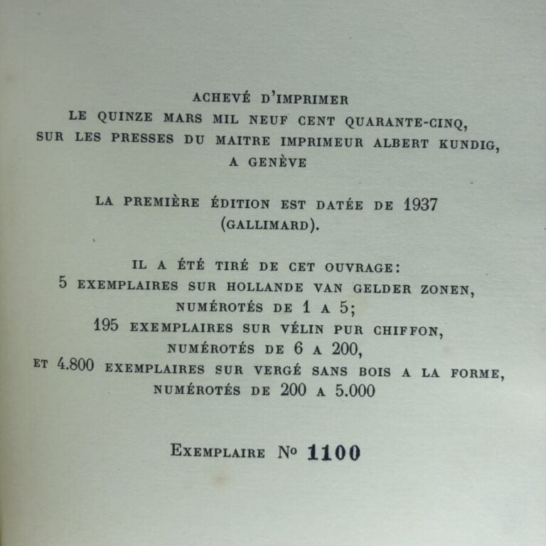MALRAUX (André). - L'espoir. Édité à Paris chez Albert Skira en 1945. De format…