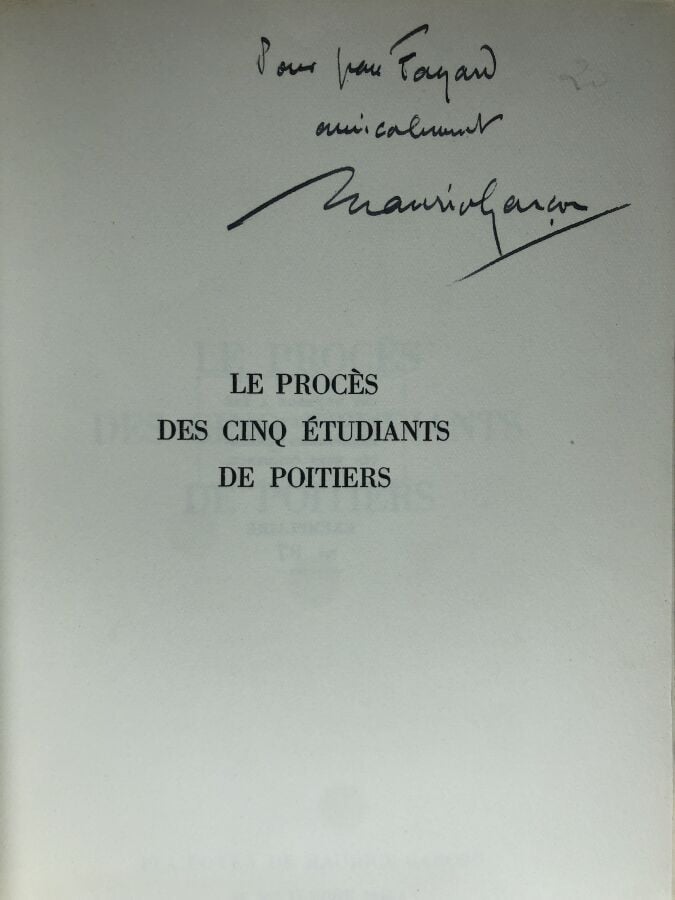 MAURICE (Garçon). - Le procès des cinq étudiants de Poitiers, plaidoyer de Maur…