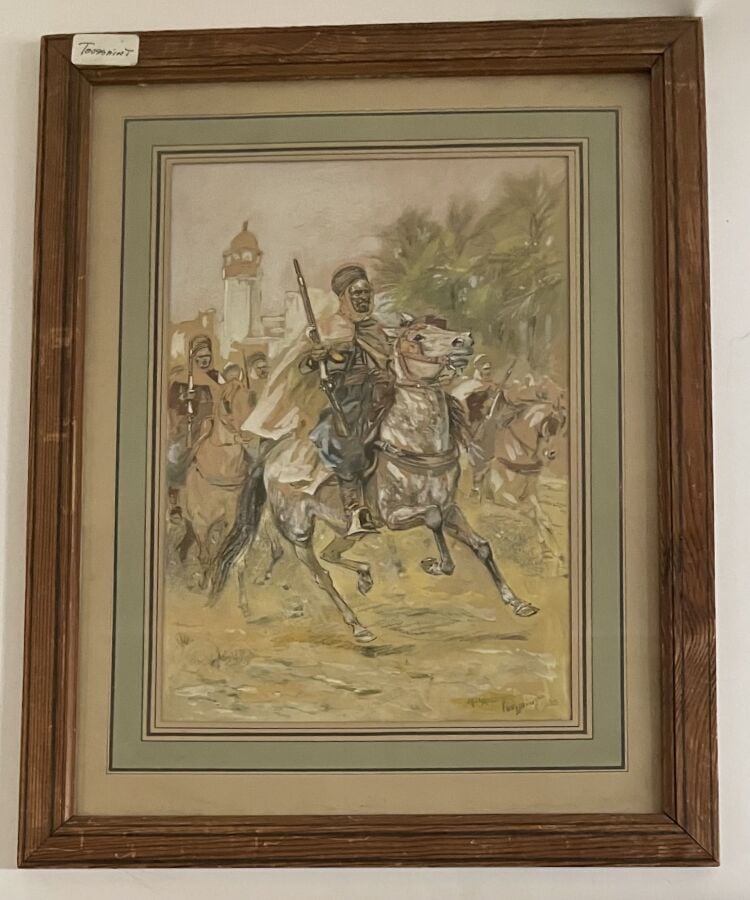 Maurice TOUSSAINT (1882-1974) - Spahi, 1930 - Technique mixte sur papier, signé…