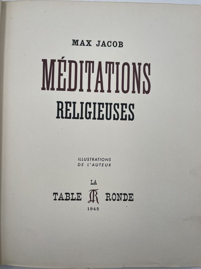.Max JACOB - Max Jacob, Méditations religieuses, La Table Ronde, Paris,1945. In…