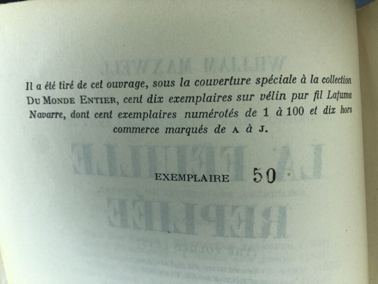MAXWELL (William). - La feuille repliée. Édité à Paris chez Gallimard en 1948.…