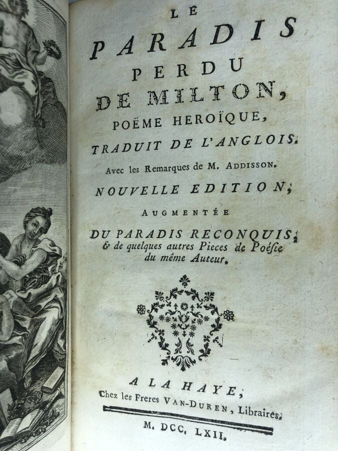 MILTON (Jean). - Le paradis perdu de Milton, poème heroïque. Édité à La Haye ch…