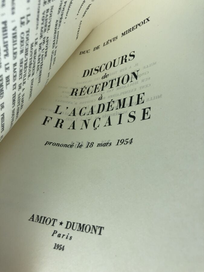MIREPOIX (Lévis du de). - Discours de réception à l'académie française. Édité à…
