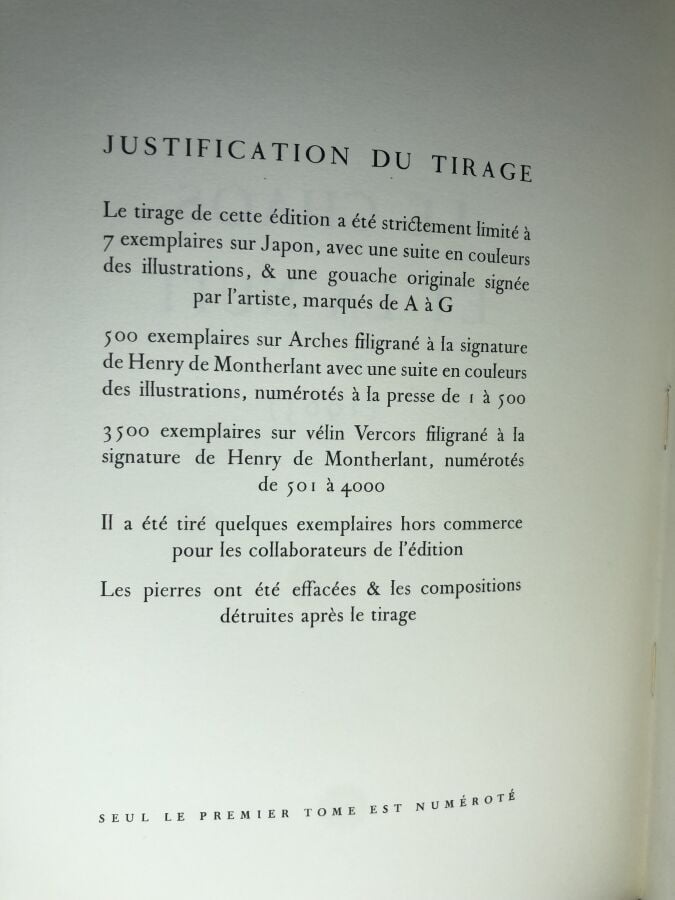MONTHERLANT (Henry de). - Le chaos et la nuit. Édité à Paris chez Edition Lidis…