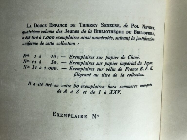 NEVEUX (Pol). - La douce enfance de Thierry Seneuse. Édité à Lyon chez H. Larda…