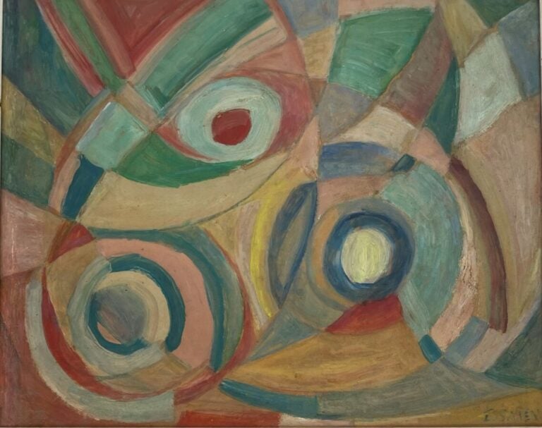 Nicolas ISSAIEV (1891-1977) - Composition - Huile sur papier; signée en bas à d…