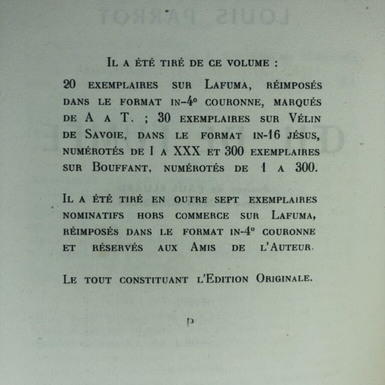 PARROT (Louis). - OEil de fumée. Édité à Paris chez Les amis de Rochefort en 19…