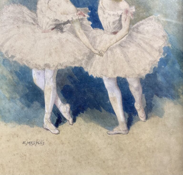 * Paul Eugène MESPLES (1849-?) - Ballerines - Aquarelle sur papier - Signé en b…