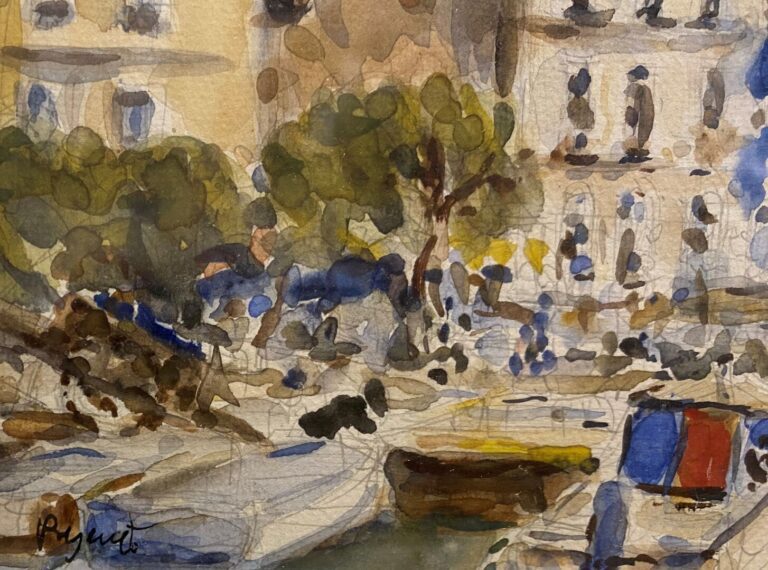 Philippe BERGERAT (1926) - Le port de Sanary - Aquarelle et crayon sur papier -…