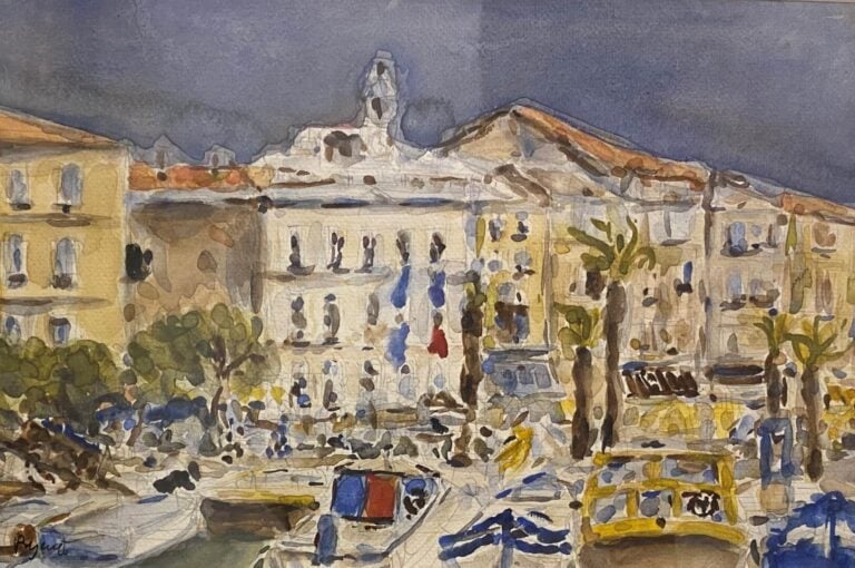 Philippe BERGERAT (1926) - Le port de Sanary - Aquarelle et crayon sur papier -…