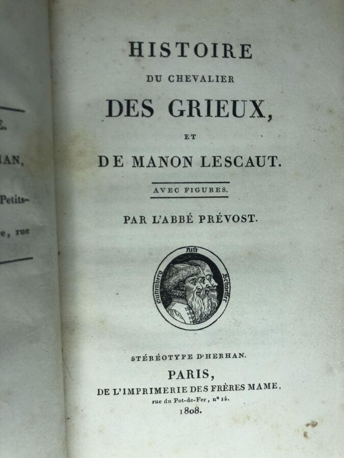 PREVOST (l'abbé). - Histoire du chevalier des grieux, et de Manon Lescaut. Édit…