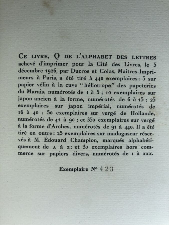 QUINT (Léon Pierre). - En personne. Édité à Paris chez La cité des livres en 19…