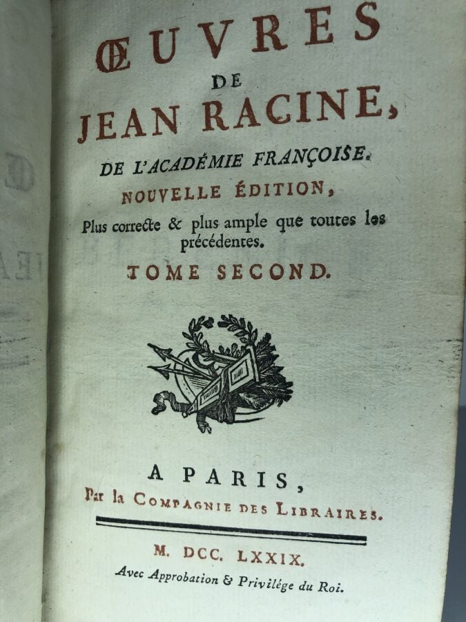 RACINE (Jean). - OEuvres de Jean Racine. Édité à Paris chez La Compagnie des li…