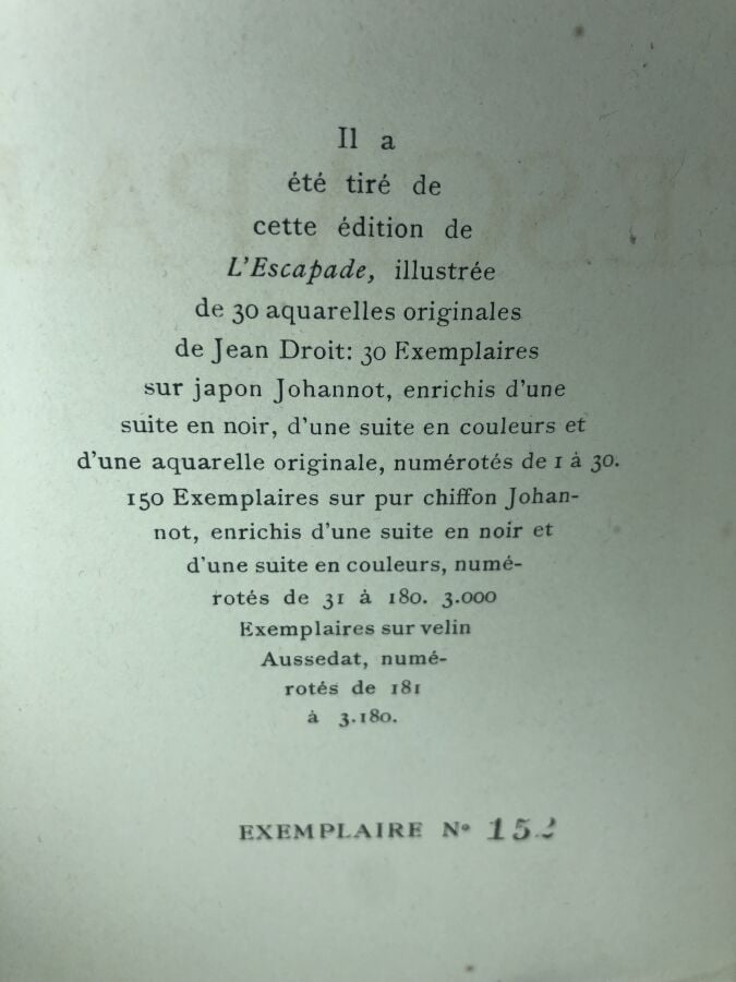 REGNIER (Henri de). - L'escapade. Édité à Paris chez éditions du Charme en 1941…