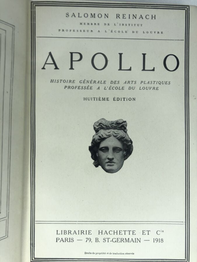 REINACH (Salomon). - Apollo histoire générale des arts plastiques professée à l…