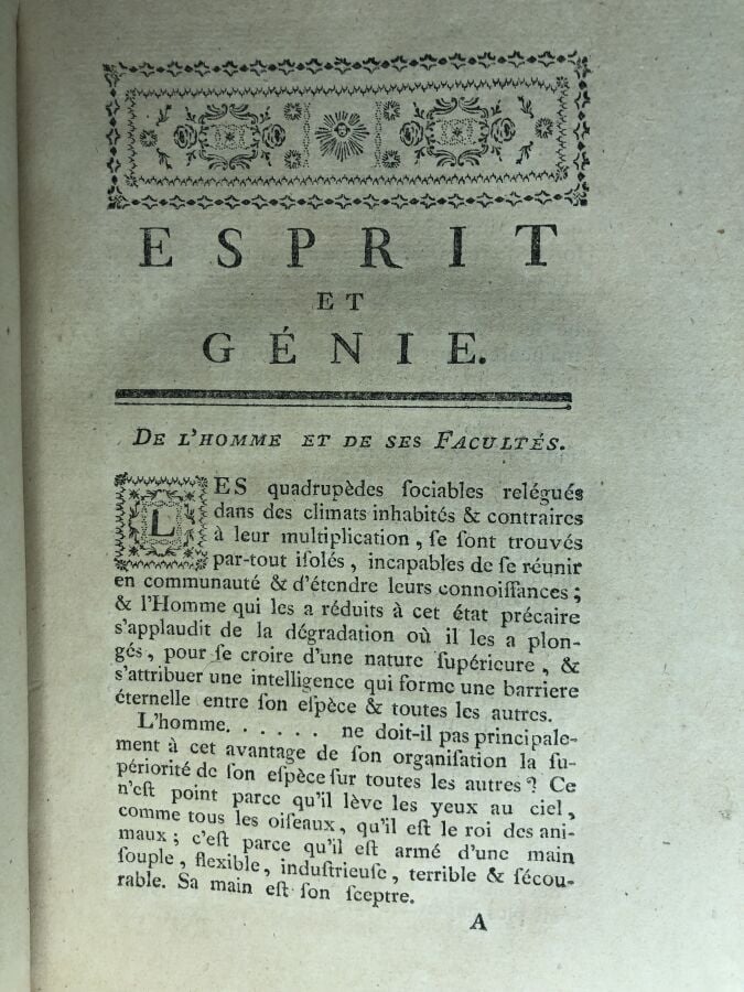REYNAL (Abbé). - Esprit et génie. Édité à Genève chez Jean-Léonard en 1782. De…