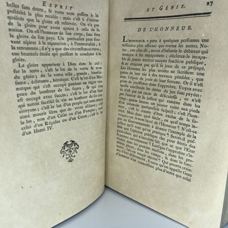 REYNAL (Abbé). - Esprit et génie. Édité à Genève chez Jean-Léonard en 1782. De…