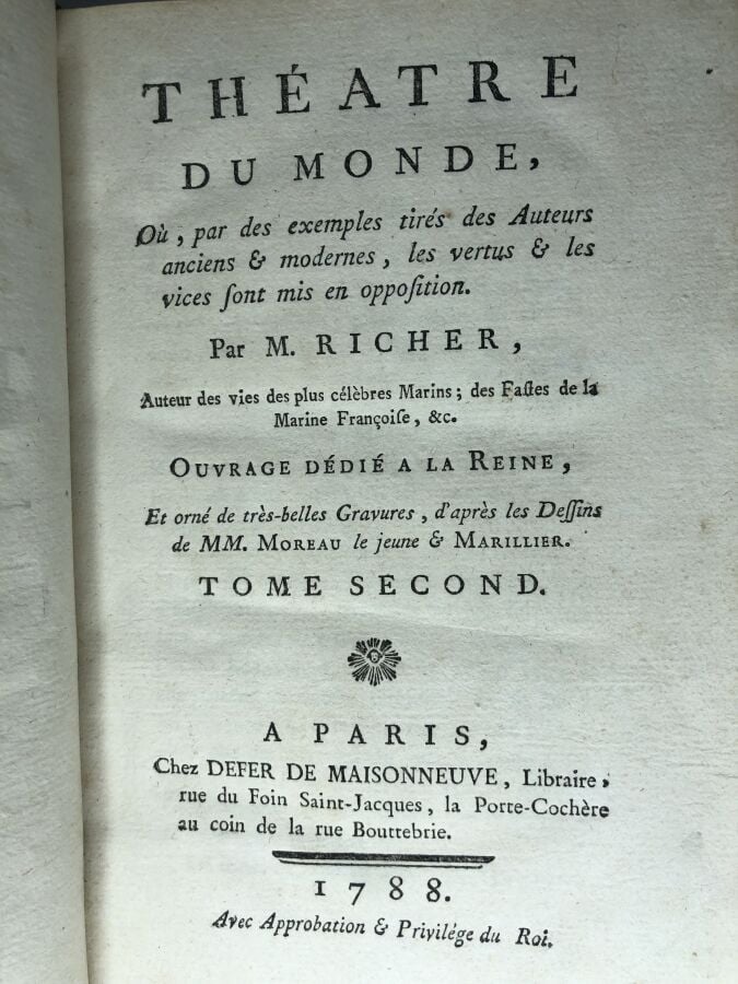 Richer M. - Théatre du Monde, Où, par des exemples tirés des Auteurs anciens &…