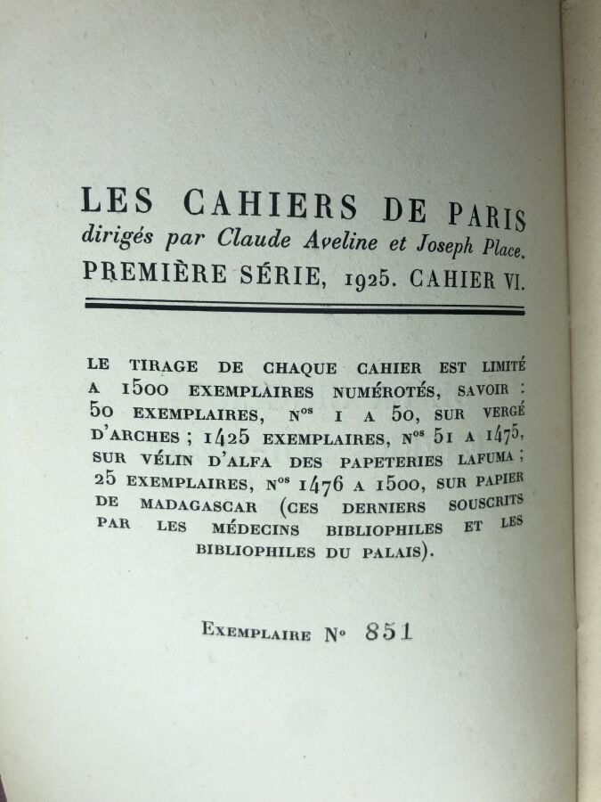 RIVIERE (Jaques). - De la sincérité envers soi-même. Édité à Paris chez Les cah…
