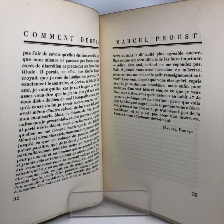 ROBERT (Louis de). - Comment débuta Marcel Proust. Édité à Paris chez NRF en 19…
