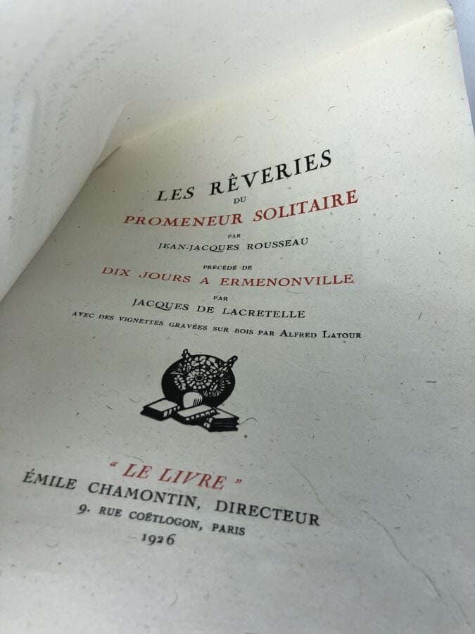 ROUSSEAU (Jean-Jacques). - Les rêveries du promeneur solitaire. Édité à Paris c…