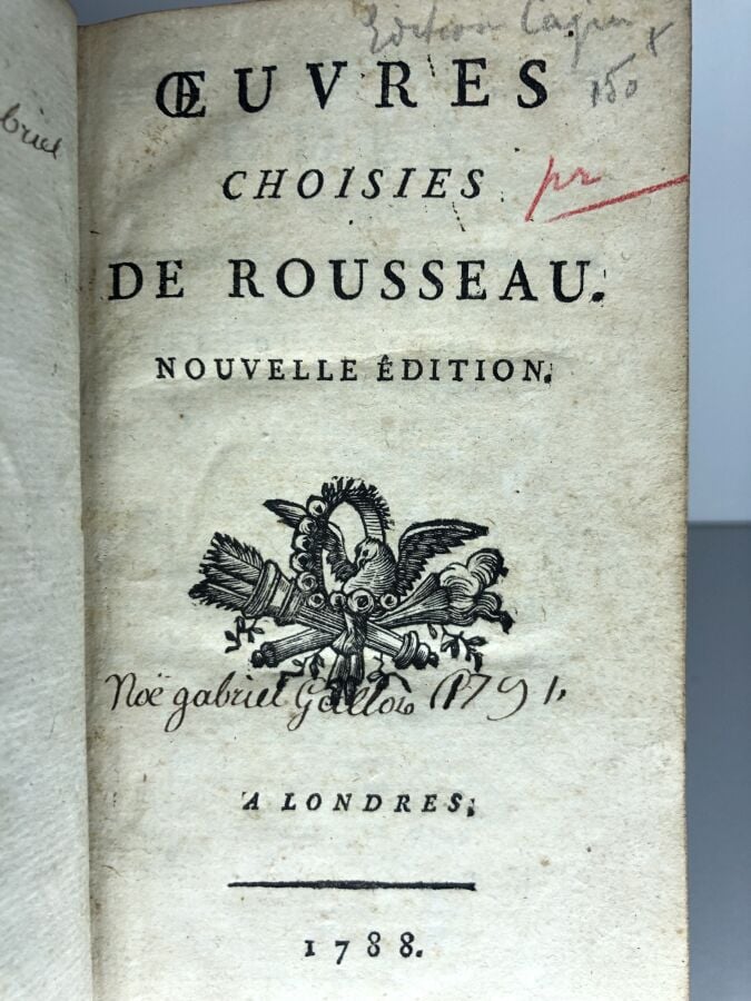 ROUSSEAU (Jean-Jacques). - Oeuvres choisies de Rousseau. Édité à Londres chez s…