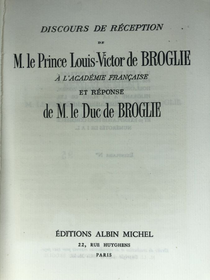 SABLON-FAVIER (R. de). - Discours de réception de M. Le prince Louis-Victor de…