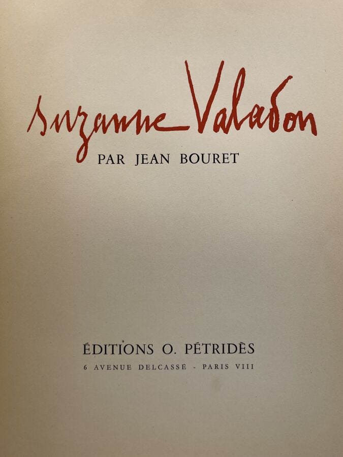 Suzanne VALADON- Jean Bouret, Suzanne Valadon, Éditions O. Pétridès, avec une l…