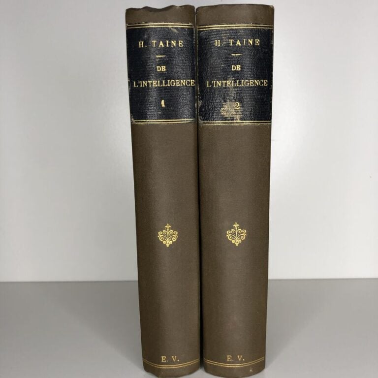 TAINE H. - De l'intelligence. Édité à Paris chez Hachette & Cie en 1900. 2 volu…