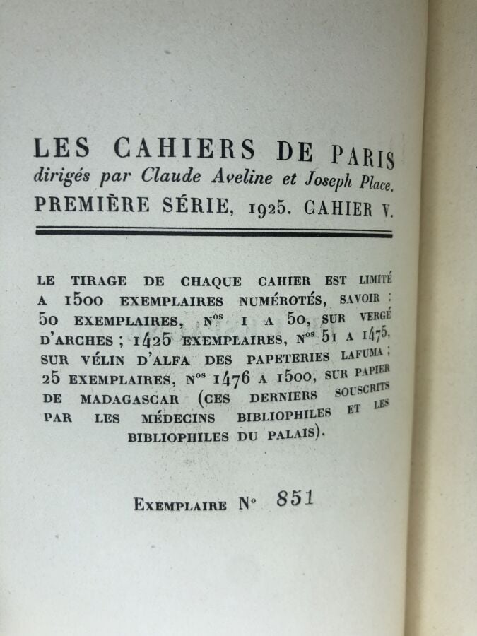 TILLIER (Claude). - De l'Espagne. Édité à à Paris chez les cahiers de Paris en…