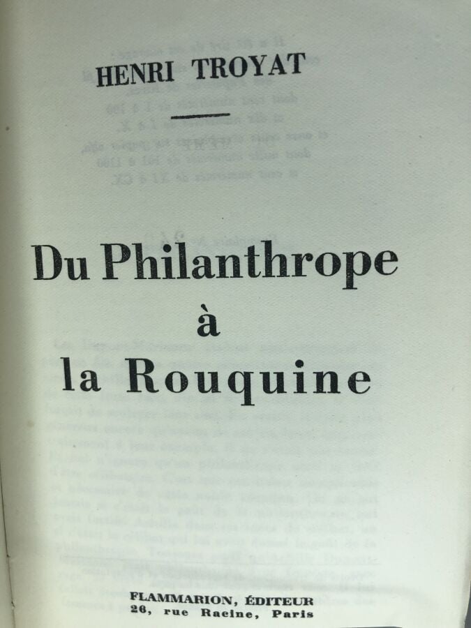 TOYAT (Henri). - Du philanthrope a la rouquine. Édité à Paris chez Flammarion e…