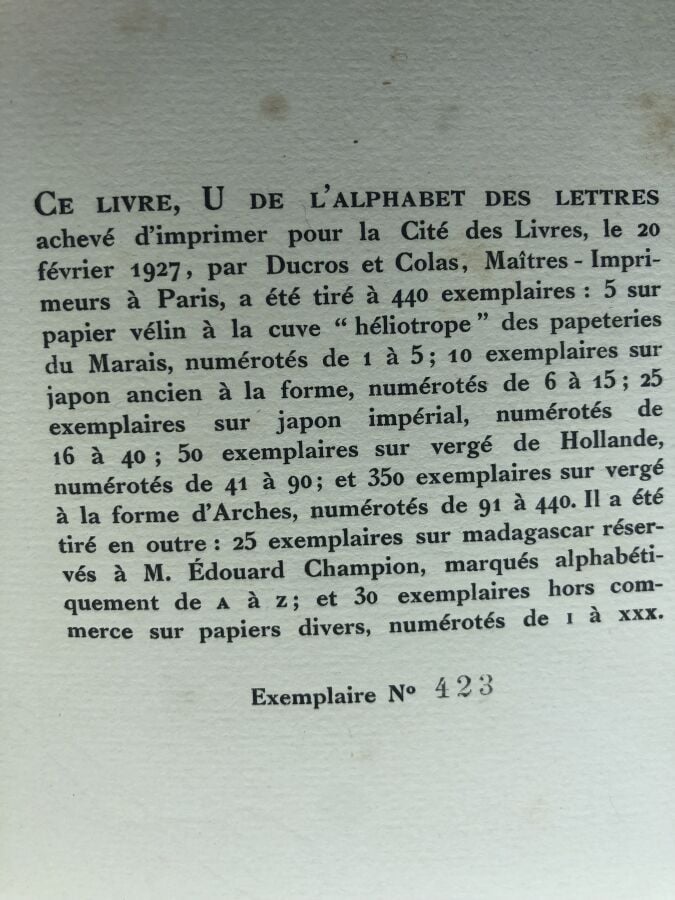 UZANNE (Octave). - Barbey d'Aurévilly. Édité à Paris chez La cité des livres en…