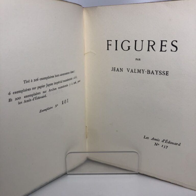 VALMY-BAYSSE (Jean). - Figures. Édité sans lieu d'édition chez les amis d'Edoua…