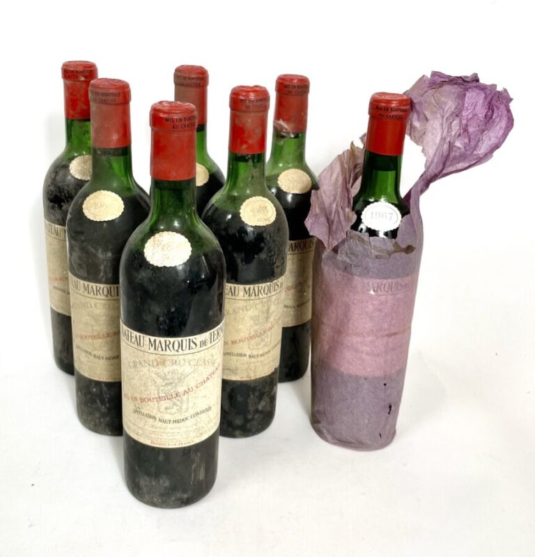 VINS. - Lot de 7 bouteilles Marquis de Terme : 6 x 1968 et 1 x 1967