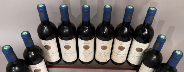 10 bouteilles HAUT MEDOC des Barons Edmond et Benjamin de ROTHSCHILD 2002 Etiqu…