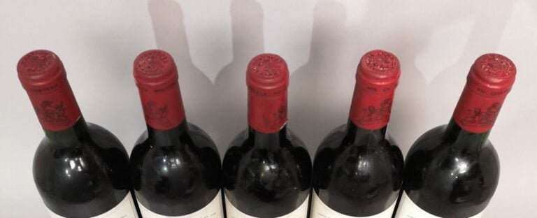 5 bouteilles Château MONTROSE - 2ème Gcc Saint Estèphe 1992 Etiquettes légèreme…
