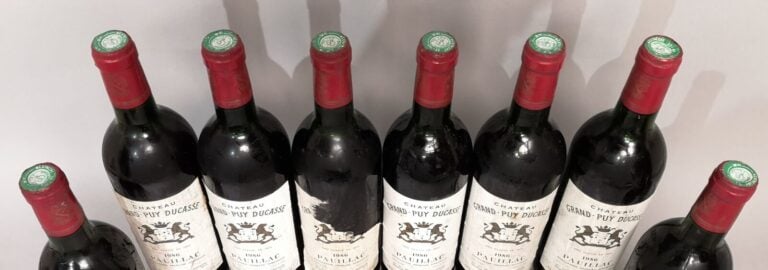 8 bouteilles Château GRAND PUY DUCASSE - 5ème Gcc Pauillac 1986 Etiquettes légè…