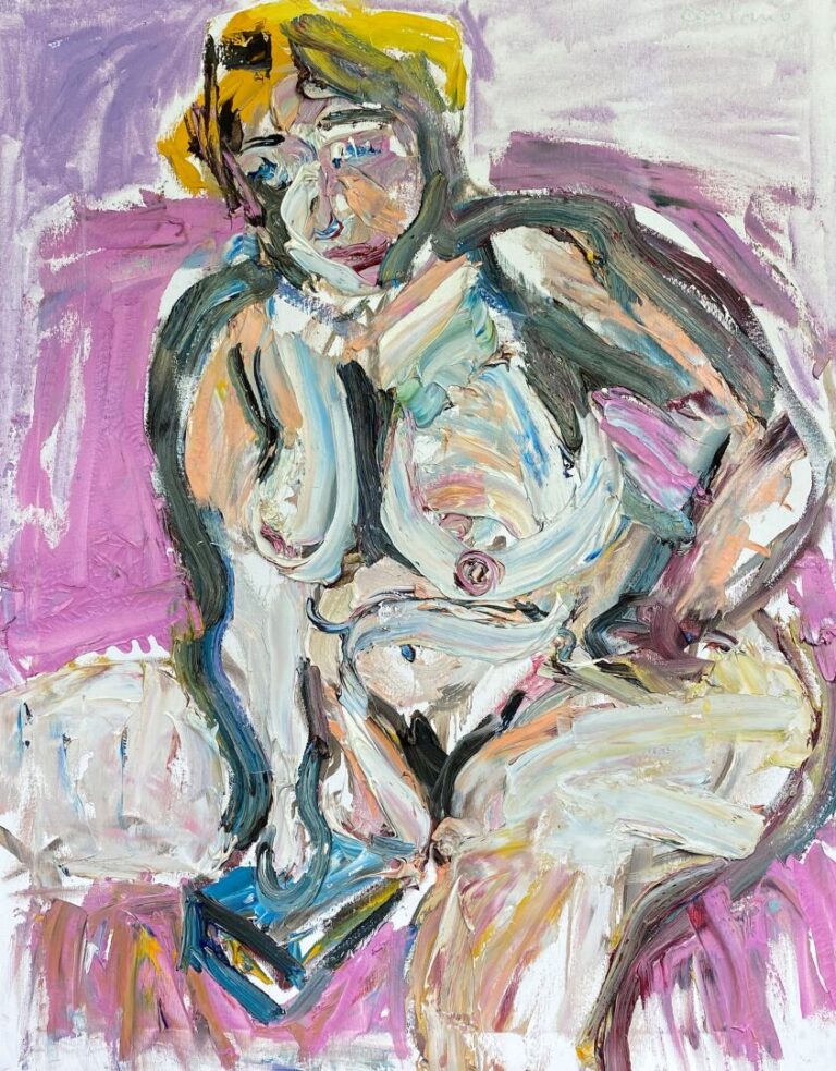 Bernard DAMIANO (1926-2000) - Femme nue assise - Huile sur toile - Signée en ha…