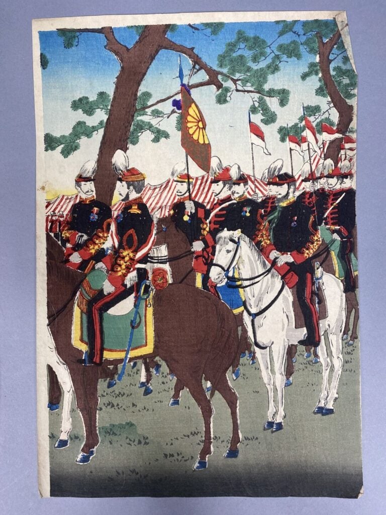 Chikanobu Toyohara (1838-1912) - Triptyque oban tate-e représentant l'anniversa…