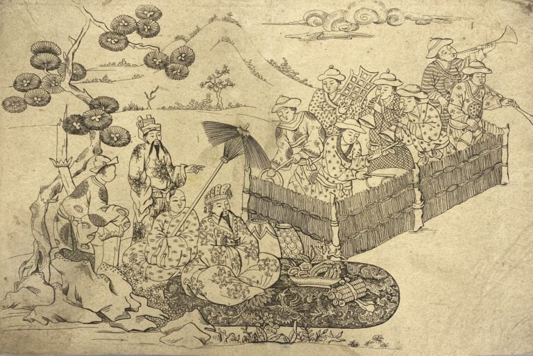 Chine et Japon - Ensemble de dix-sept dessins, estampes et reproduction par div…