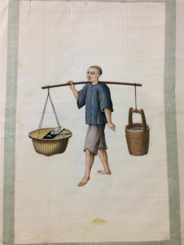 Chine, Fin XIXe siècle - Ensemble de dix-neuf aquarelles, douze représentant de…