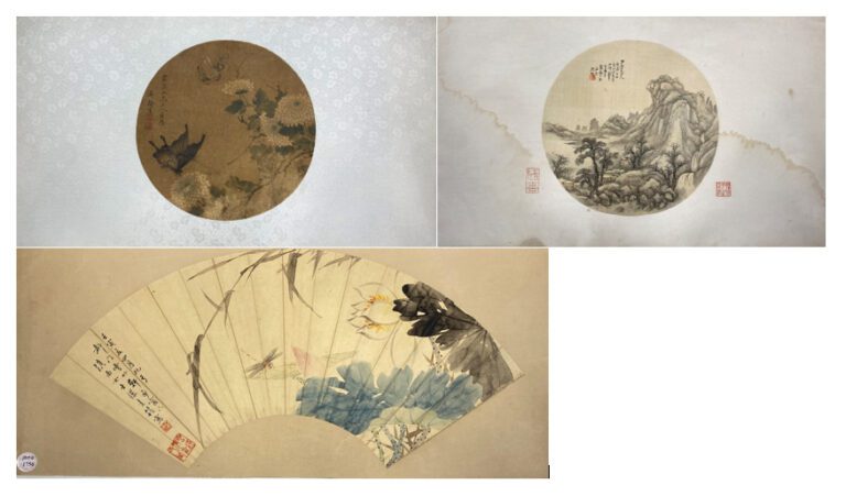 Chine - XIXe et XXe siècle - Ensemble comprenant un projet d'éventail, libellul…